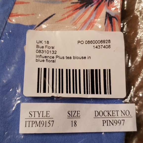 BNWT ASOS Influence tea blouse-plus size - Picture 5 of 8